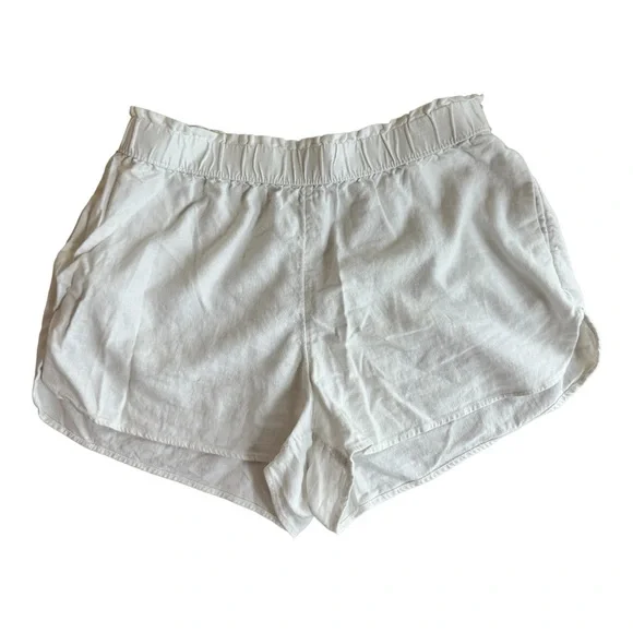 Universal Thread White Linen Pull On Elastic Waist Womens Size L 2 Inch Inseam - Picture 1 of 8